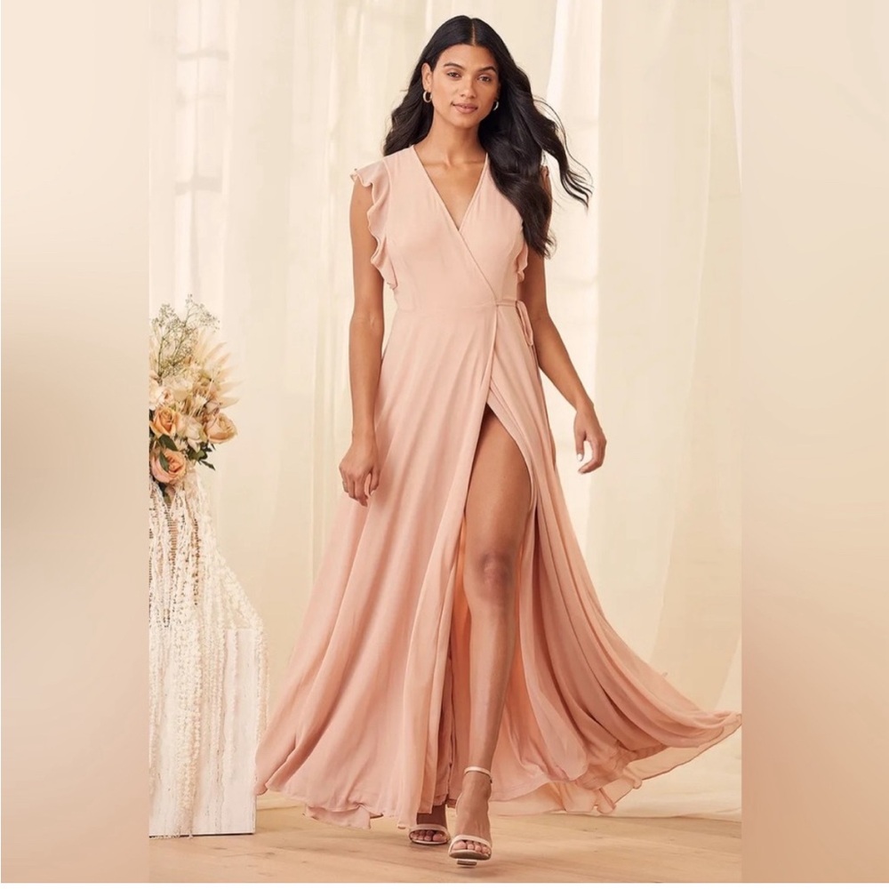 NWT Lulus nude blush pink size large wrap maxi dress